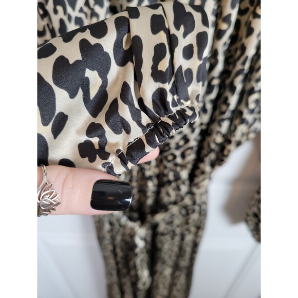 LOFT Plus Size Silky Mock Neck Leopard Print Midi Belted Dress Size 18 - Picture 5 of 9